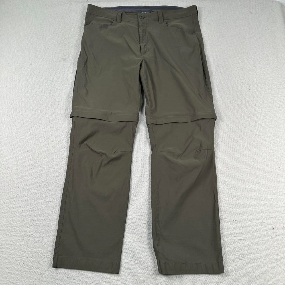 Eddie‎ Bauer Convertible Tech Pant Mens 38x29 Straight Leg Hiking Outdoor Green